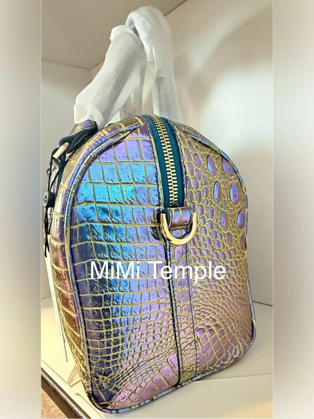 Brahmin Stacy Illuminate Croc-Embossed Satchel - RARE